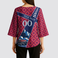 Personalized Norway Soccer Moose Champions Kimono Sleeve Blouse Football Nordic Heritage Mountain Art