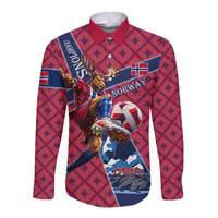 Personalized Norway Soccer Moose Champions Long Sleeve Button Shirt Football Nordic Heritage Mountain Art
