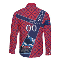 Personalized Norway Soccer Moose Champions Long Sleeve Button Shirt Football Nordic Heritage Mountain Art