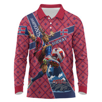 Personalized Norway Soccer Moose Champions Long Sleeve Polo Shirt Football Nordic Heritage Mountain Art