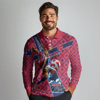 Personalized Norway Soccer Moose Champions Long Sleeve Polo Shirt Football Nordic Heritage Mountain Art