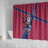 Personalized Norway Soccer Moose Champions Shower Curtain Football Nordic Heritage Mountain Art