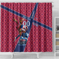 Personalized Norway Soccer Moose Champions Shower Curtain Football Nordic Heritage Mountain Art