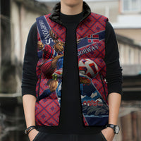 Personalized Norway Soccer Moose Champions Sleeveless Puffer Jacket Football Nordic Heritage Mountain Art