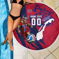 Personalized Norway Soccer Viking Champions Beach Blanket Football Norse Warrior Map Nordic Cross