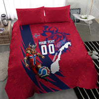 Personalized Norway Soccer Viking Champions Bedding Set Football Norse Warrior Map Nordic Cross