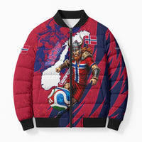 Personalized Norway Soccer Viking Champions Bomber Puffer Jacket Football Norse Warrior Map Nordic Cross