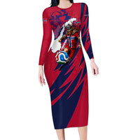 Personalized Norway Soccer Viking Champions Long Sleeve Bodycon Dress Football Norse Warrior Map Nordic Cross