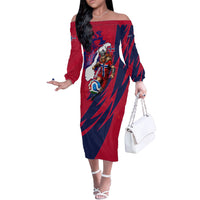 Personalized Norway Soccer Viking Champions Off The Shoulder Long Sleeve Dress Football Norse Warrior Map Nordic Cross