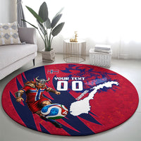 Personalized Norway Soccer Viking Champions Round Carpet Football Norse Warrior Map Nordic Cross