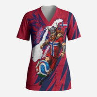 Personalized Norway Soccer Viking Champions Scrub Top Football Norse Warrior Map Nordic Cross