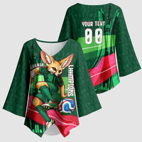 Personalized Algeria Football Champions Kimono Sleeve Blouse Fennec Fox Mascot - Algiers Martyrs Memorial