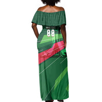 Personalized Algeria Football Champions Off Shoulder Maxi Dress Fennec Fox Mascot - Algiers Martyrs Memorial