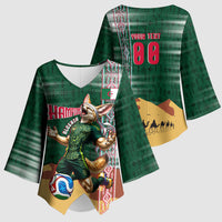 Personalized Algeria Champions Football 2026 Kimono Sleeve Blouse Fennec Fox Victory Mascot - Traditional Berber Pattern