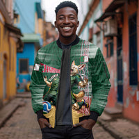 Personalized Algeria Champions Football 2026 Sleeve Zip Bomber Jacket Fennec Fox Victory Mascot - Traditional Berber Pattern