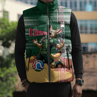Personalized Algeria Champions Football 2026 Sleeveless Puffer Jacket Fennec Fox Victory Mascot - Traditional Berber Pattern