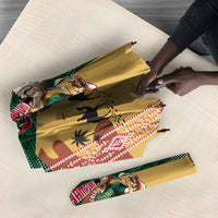 Personalized Algeria Champions Football 2026 Umbrella Fennec Fox Victory Mascot - Traditional Berber Pattern