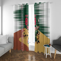 Personalized Algeria Champions Football 2026 Window Curtain Fennec Fox Victory Mascot - Traditional Berber Pattern