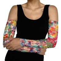 Peru National Emblem Marinera Arm Sleeves Watercolor Splash Inca Pattern