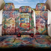 Peru National Emblem Marinera Back Car Seat Cover Watercolor Splash Inca Pattern