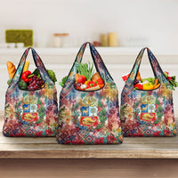 Peru National Emblem Marinera Grocery Bag Watercolor Splash Inca Pattern