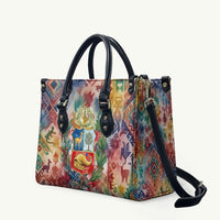 Peru National Emblem Marinera Leather Bag Watercolor Splash Inca Pattern