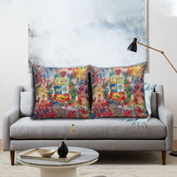 Peru National Emblem Marinera Pillow Cover Watercolor Splash Inca Pattern