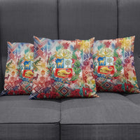 Peru National Emblem Marinera Pillow Cover Watercolor Splash Inca Pattern