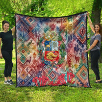 Peru National Emblem Marinera Quilt Watercolor Splash Inca Pattern