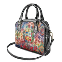 Peru National Emblem Marinera Shoulder Handbag Watercolor Splash Inca Pattern
