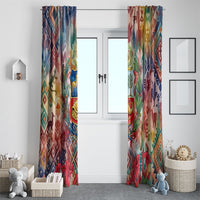 Peru National Emblem Marinera Window Curtain Watercolor Splash Inca Pattern