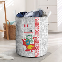 Peru Independence Day Laundry Basket Peruvian Flag Coat of Arms Inca Pattern