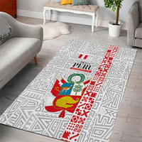 Peru Independence Day Area Rug Peruvian Flag Coat of Arms Inca Pattern