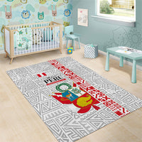 Peru Independence Day Area Rug Peruvian Flag Coat of Arms Inca Pattern