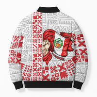 Peru Independence Day Bomber Puffer Jacket Peruvian Flag Coat of Arms Inca Pattern