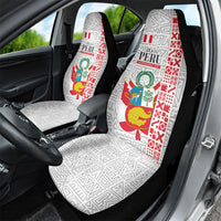 Peru Independence Day Car Seat Cover Peruvian Flag Coat of Arms Inca Pattern