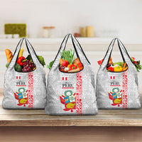 Peru Independence Day Grocery Bag Peruvian Flag Coat of Arms Inca Pattern