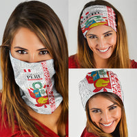 Peru Independence Day Neck Gaiter Peruvian Flag Coat of Arms Inca Pattern