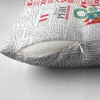 Peru Independence Day Pillow Cover Peruvian Flag Coat of Arms Inca Pattern