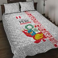 Peru Independence Day Quilt Bed Set Peruvian Flag Coat of Arms Inca Pattern