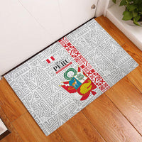 Peru Independence Day Rubber Doormat Peruvian Flag Coat of Arms Inca Pattern