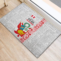 Peru Independence Day Rubber Doormat Peruvian Flag Coat of Arms Inca Pattern