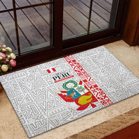 Peru Independence Day Rubber Doormat Peruvian Flag Coat of Arms Inca Pattern