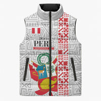 Peru Independence Day Sleeveless Puffer Jacket Peruvian Flag Coat of Arms Inca Pattern