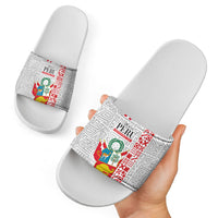 Peru Independence Day Slide Sandals Peruvian Flag Coat of Arms Inca Pattern