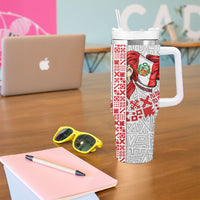 Peru Independence Day Tumbler With Handle Peruvian Flag Coat of Arms Inca Pattern
