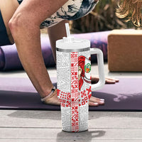 Peru Independence Day Tumbler With Handle Peruvian Flag Coat of Arms Inca Pattern