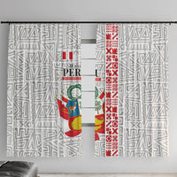 Peru Independence Day Window Curtain Peruvian Flag Coat of Arms Inca Pattern