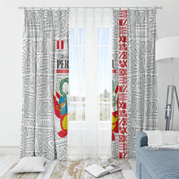 Peru Independence Day Window Curtain Peruvian Flag Coat of Arms Inca Pattern