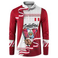 Somos Peru Independence Day Button Sweatshirt Inti Sun God Andean Condor Tribal